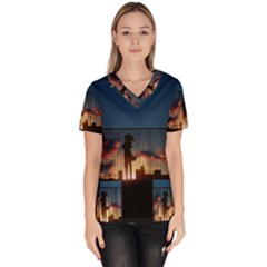 Art Sunset Anime Afternoon Scrub Top by Sapixe