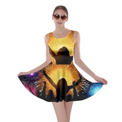 Celebration Night Sky With Fireworks In Various Colors Skater Dress by Sapixe
