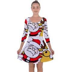Christmas Santa Claus Quarter Sleeve Skater Dress by Sapixe