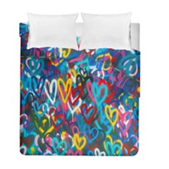 Graffiti Hearts Street Art Spray Paint Rad Duvet Cover Double Side (full/ Double Size) by genx