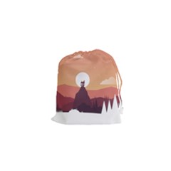 Design Art Hill Hut Landscape Drawstring Pouches (xs)  by Nexatart