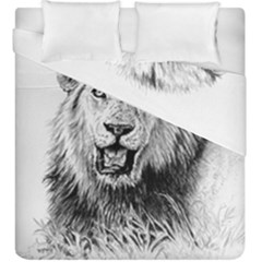 Lion Wildlife Art And Illustration Pencil Duvet Cover Double Side (king Size) by Nexatart