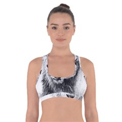 Lion Wildlife Art And Illustration Pencil Cross Back Sports Bra by Nexatart
