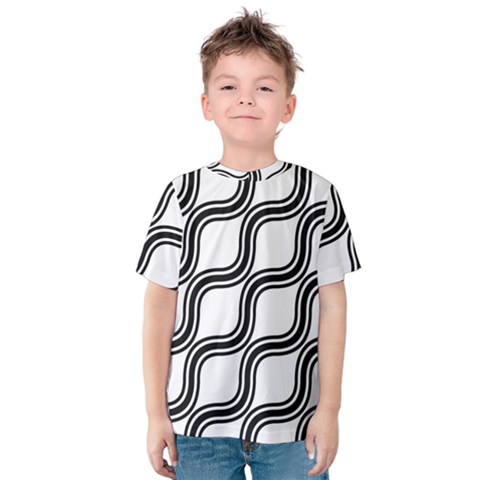 Diagonal Pattern Background Black And White Kids  Cotton Tee by Sapixe