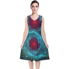 Fantasy  3d Tapety Kosmos V-neck Midi Sleeveless Dress  by Sapixe