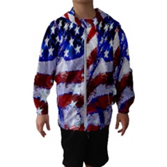 Flag Usa United States Of America Images Independence Day Hooded Wind Breaker (kids) by Sapixe