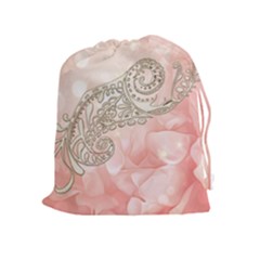 Wonderful Soft Flowers With Floral Elements Drawstring Pouches (extra Large) by FantasyWorld7