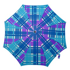 Gingham Pattern Blue Purple Shades Hook Handle Umbrellas (large) by Sapixe
