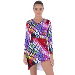Multicolor Wall Mosaic Asymmetric Cut-out Shift Dress by Sapixe