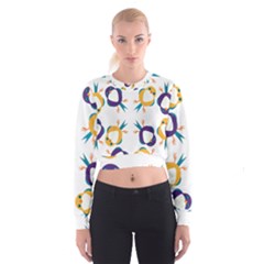 Pattern Circular Birds Cropped Sweatshirt by Sapixe