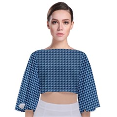 Blue Triangulate Tie Back Butterfly Sleeve Chiffon Top by jumpercat