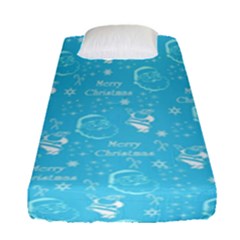 Santa Christmas Collage Blue Background Fitted Sheet (single Size) by Sapixe