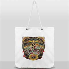 Tattoo Art Print Traditional Artwork Lighthouse Wave Full Print Rope Handle Tote (large) by Sapixe