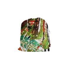 April   Birds Of Paradise Drawstring Pouches (small)  by bestdesignintheworld