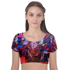 Gift From Africa And Rhino Velvet Short Sleeve Crop Top  by bestdesignintheworld