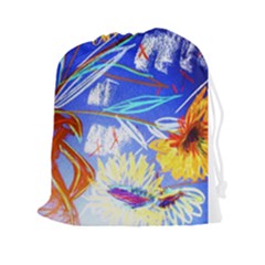 Ceramic Jur And Sunlowers Drawstring Pouches (xxl) by bestdesignintheworld