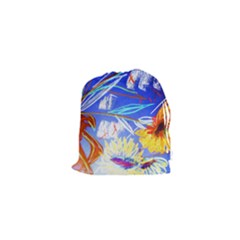 Dscf1385 - Sunflowers In Ceramic Jur Drawstring Pouches (xs)  by bestdesignintheworld