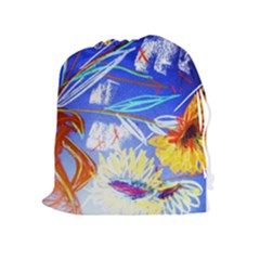 Dscf1385 - Sunflowers In Ceramic Jur Drawstring Pouches (extra Large) by bestdesignintheworld