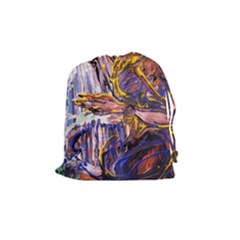 Dscf1627 - Old Harpist Drawstring Pouches (medium)  by bestdesignintheworld
