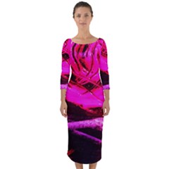 Calligraphy 2 Quarter Sleeve Midi Bodycon Dress by bestdesignintheworld