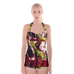 Collosium   Swards And Helmets 4 Boyleg Halter Swimsuit  by bestdesignintheworld