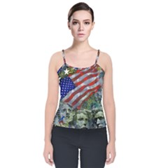 Usa United States Of America Images Independence Day Velvet Spaghetti Strap Top by Sapixe