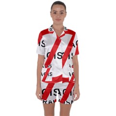 2000px No Racism Svg Satin Short Sleeve Pyjamas Set by demongstore