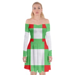 Fabric Christmas Colors Bright Off Shoulder Skater Dress by Sapixe