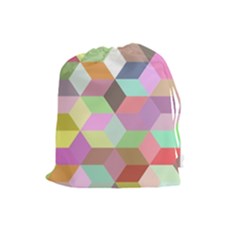 Mosaic Background Cube Pattern Drawstring Pouches (large)  by Sapixe