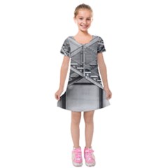 Architecture Stairs Steel Abstract Kids  Short Sleeve Velvet Dress by Sapixe