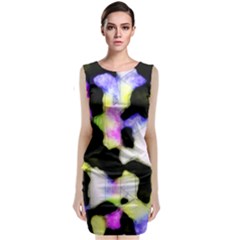 Watercolors Shapes On A Black Background                                  Sleeveless Velvet Midi Dress by LalyLauraFLM