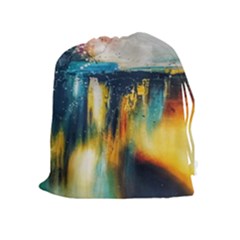 Art Painting Abstract Yangon Drawstring Pouches (extra Large) by Simbadda