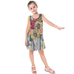 Sunflowers And Lamp Kids  Sleeveless Dress by bestdesignintheworld