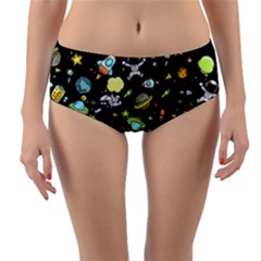 Space Pattern Reversible Mid-waist Bikini Bottoms by Valentinaart