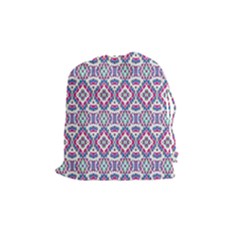Colorful Folk Pattern Drawstring Pouches (medium)  by dflcprints