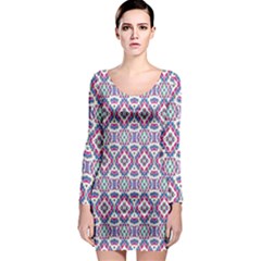 Colorful Folk Pattern Long Sleeve Bodycon Dress by dflcprints