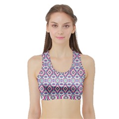 Colorful Folk Pattern Sports Bra With Border by dflcprints
