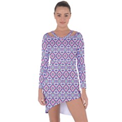 Colorful Folk Pattern Asymmetric Cut-out Shift Dress by dflcprints