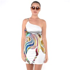 Horse Equine Psychedelic Abstract One Soulder Bodycon Dress by Simbadda