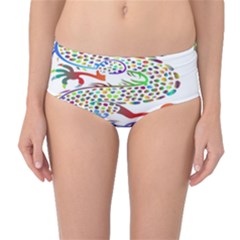 Dragon Asian Mythical Colorful Mid-waist Bikini Bottoms by Simbadda