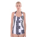 Yes No Typography Type Text Words Boyleg Halter Swimsuit  View1