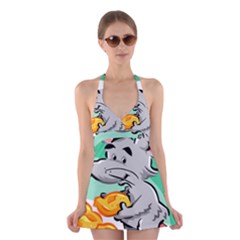 Mouse Cheese Tail Rat Hole Halter Dress Swimsuit  by Simbadda