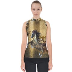 Awesome Steampunk Horse, Clocks And Gears In Golden Colors Shell Top by FantasyWorld7