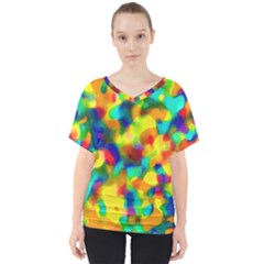 Colorful Watercolors Texture                                   V-neck Dolman Drape Top by LalyLauraFLM