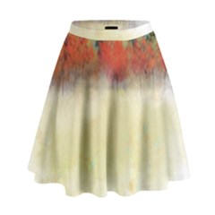 Colorful Tree Landscape In Orange And Blue High Waist Skirt by digitaldivadesigns