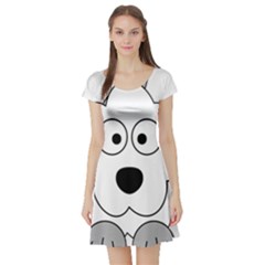 Animal Cartoon Colour Dog Short Sleeve Skater Dress by Nexatart