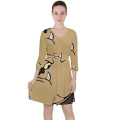 Bulldog Dog Head Canine Pet Ruffle Dress by Nexatart