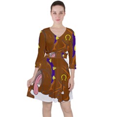 Bulldog Cartoon Angry Dog Ruffle Dress by Nexatart