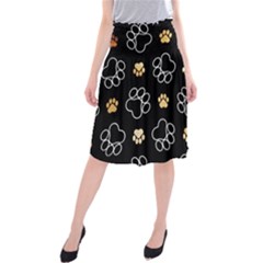 Dog Pawprint Tracks Background Pet Midi Beach Skirt by Nexatart