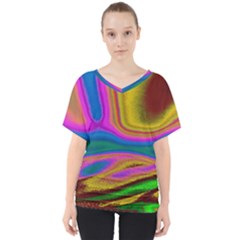 Colorful Waves V-neck Dolman Drape Top by LoolyElzayat